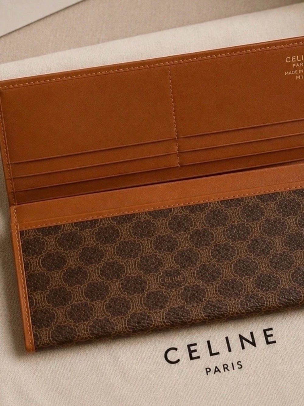 CELINE Long Wallet Brown Macadam Leather